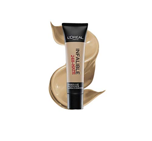 L'Oréal Paris 24H Mate, Base Maquillaje Matificante Larga Duración, Tono de Piel Medio 24 Beige Doré - 35 ml