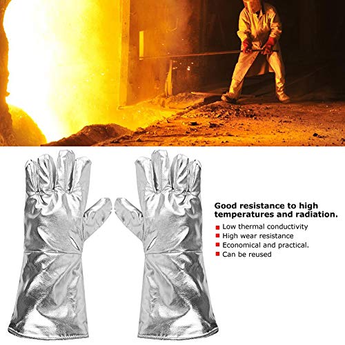 Los guantes largos de alta temperatura resistentes al calor de alta temperatura del papel de aluminio, trabajo de soldadura por fuego de la caldera de fundición pueden soportar temperatura de 700 ° C