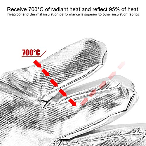 Los guantes largos de alta temperatura resistentes al calor de alta temperatura del papel de aluminio, trabajo de soldadura por fuego de la caldera de fundición pueden soportar temperatura de 700 ° C