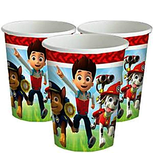 Lote de Cubiertos Infantiles Desechables"Patrulla Canina" (16 Vasos, 16 Platos,20 Servilletas y 1 Mantel (120 x 180) Juguetes y Regalos para Cumpleaños, Bodas, Bautizos, Comuniones y Eventos. L10