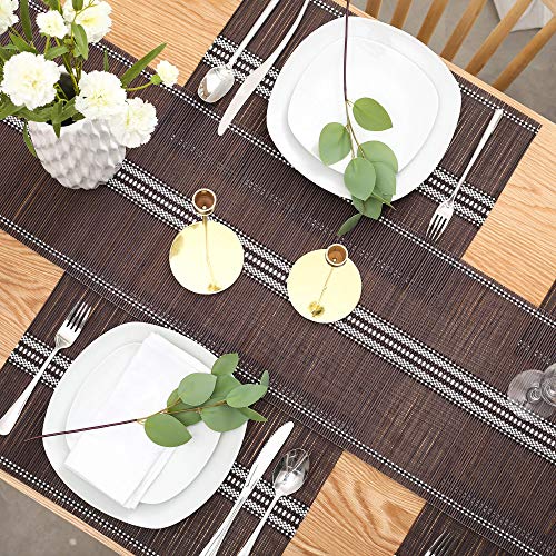 LOVECASA Camino de Mesa de Bambù, Resistente al Calor, Antideslizante, Decoración de Corredor de Mesa, para Decoración Boda Fiesta Cumpleaños - Gris 72" x 12" (180 cm x 30 cm)