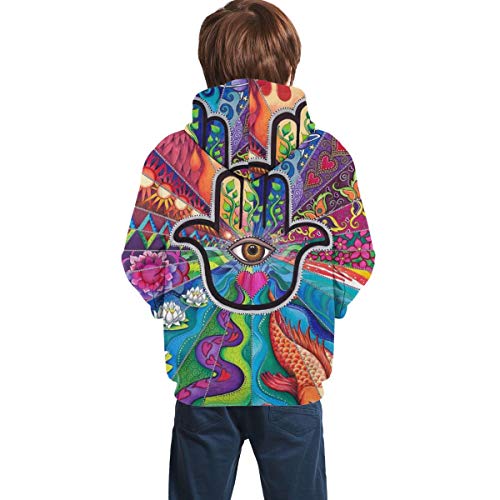 LPYROSE 3D Print Hamsa Art Fish Turquía Adolescente Sudadera Hipster Hip Hop Gimnasio Sudaderas