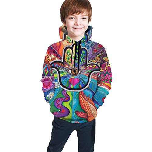 LPYROSE 3D Print Hamsa Art Fish Turquía Adolescente Sudadera Hipster Hip Hop Gimnasio Sudaderas