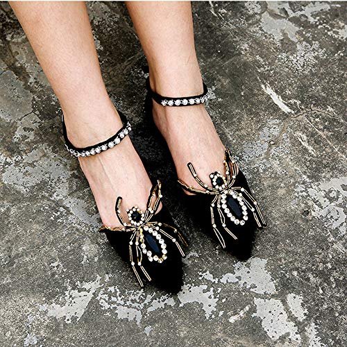 L&SH 2 Piezas De Diamantes De Imitación De Araña Decorativa Zapatos De Diamante Negro Grande, Moda Elegante Hechos A Mano Accesorios De Tacón Alto, Accesorios De Zapatos, Flores De Zapatos