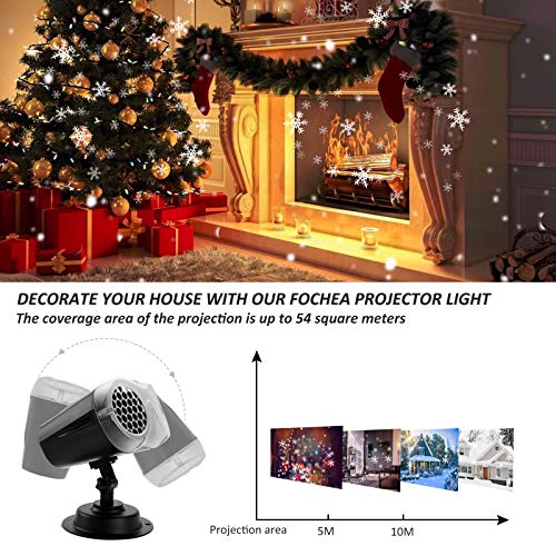 Luces Proyector Navidad LED, FOCHEA Proyector de Copos de Nieve Interior y Exterior Impermeable con Control Remoto para Halloween, Navidad, Fiesta