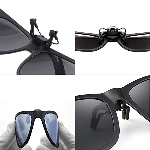 LUFF Gafas de sol polarizadas con clip Unisex-Elegantes y cómodos Clips Gafas de sol miopes para exterior/conducción/pesca (black)