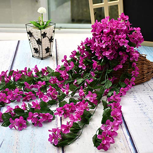 Lumanuby. Flor Artificial Violeta Ramo simulación Material de Tela Guirnalda de Flores Colgante de Pared Flor Vid para Boda en casa con decoración de balcón