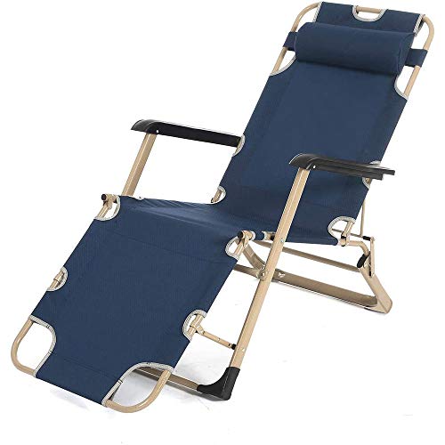 Lumiereholic silla de jardín silla de relax silla plegable Tumbona de jardín ajustable reposacabezas acero reposapiés tumbona para casa oficina Azul