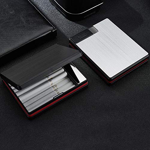 luminiu Mini Pitillera de Aleación de Aluminio,Caja Cigarrillos con USB Encendedor Prueba de Viento Electrico Flameless Cigarrillos Caja para Hombres Resistente al Agua Bolsillo Cigarrillos Caja