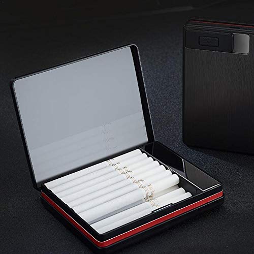 luminiu Mini Pitillera de Aleación de Aluminio,Caja Cigarrillos con USB Encendedor Prueba de Viento Electrico Flameless Cigarrillos Caja para Hombres Resistente al Agua Bolsillo Cigarrillos Caja