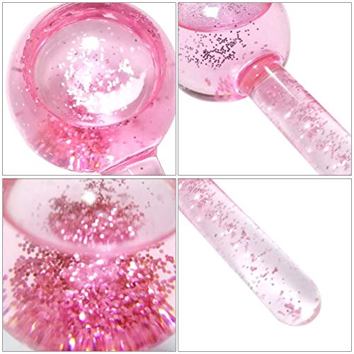 Lurrose 2Pcs Globo de Hielo Facial Magic Cool Face Roller Ball Herramientas de Masaje Facial Portátiles Bola de Cristal de Enfriamiento de Energía para El Cuello Círculo de Ojos Hinchazón