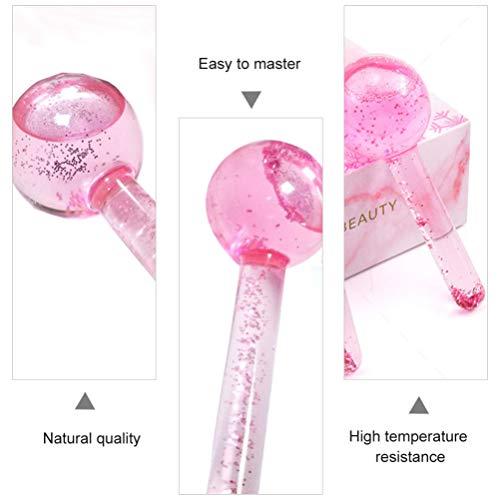 Lurrose 2Pcs Globo de Hielo Facial Magic Cool Face Roller Ball Herramientas de Masaje Facial Portátiles Bola de Cristal de Enfriamiento de Energía para El Cuello Círculo de Ojos Hinchazón