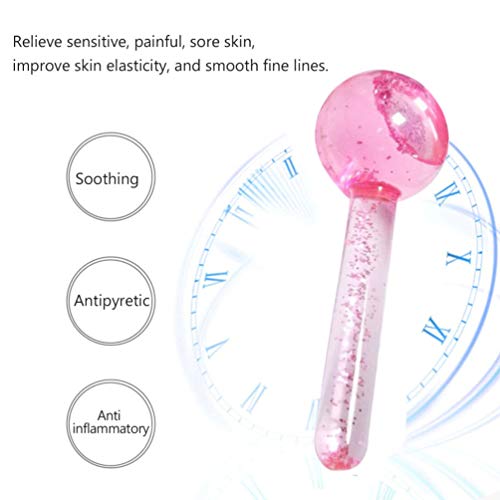 Lurrose 2Pcs Globo de Hielo Facial Magic Cool Face Roller Ball Herramientas de Masaje Facial Portátiles Bola de Cristal de Enfriamiento de Energía para El Cuello Círculo de Ojos Hinchazón