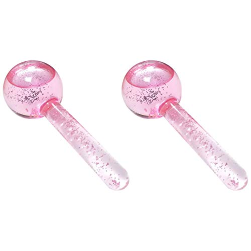 Lurrose 2Pcs Globo de Hielo Facial Magic Cool Face Roller Ball Herramientas de Masaje Facial Portátiles Bola de Cristal de Enfriamiento de Energía para El Cuello Círculo de Ojos Hinchazón