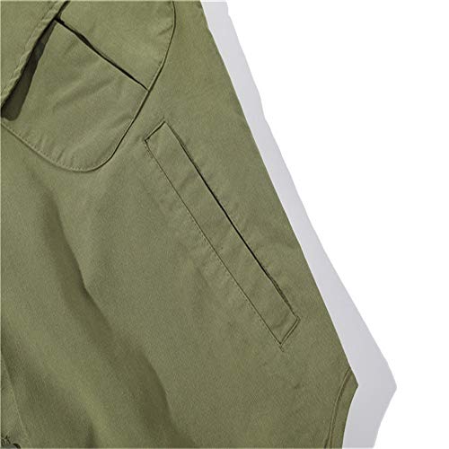 Lushi - Camisa vaquera de manga larga, estilo retro, con múltiples bolsillos y cuello en V Verde verde XXL