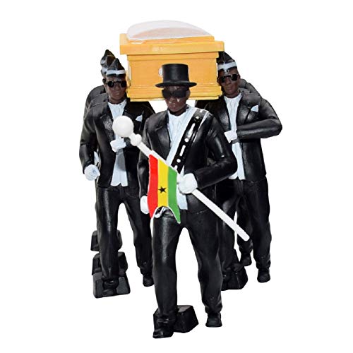 Lutun Mini hombre negro portando ataúd, Cosplay Ghana Funeral Dancing Team Kits, Ghana Dancing Pallbearers Figura de acción de la colección de juguetes, TQNC818516UB173W67F0G1E2, Soporte de 8 piezas.