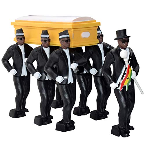 Lutun Mini hombre negro portando ataúd, Cosplay Ghana Funeral Dancing Team Kits, Ghana Dancing Pallbearers Figura de acción de la colección de juguetes, TQNC818516UB173W67F0G1E2, Soporte de 8 piezas.