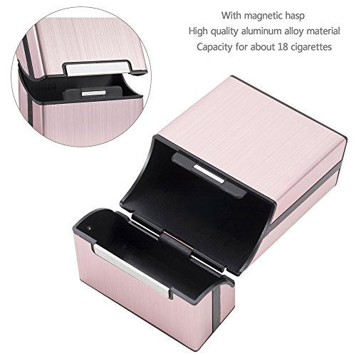 LUWANZ 2X Caja de Cigarrillo, Cigarette Case de la aleación de Aluminio con el Color Gris y Rosa, Funda de Aluminio con la Cerradura magnética para 20 Cigarrillos (No Incluye Cigarrillos)