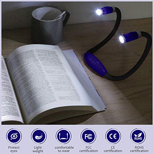 LUXJET Flexible llevó luz del libro de la abrazo lámpara de lectura de luz de la linterna cuello lectura, 4 LED bombillas, 3 brillo ajustable, USB recargable, para leer en la cama o coche