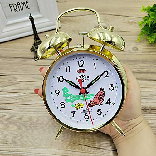 Luxuryclock Despertador Mecánico Anillado Manual Cuerda Metal Duro Puro Núcleo De Cobre Estudiante Alarma De Cabecera, Gran 817 Pollo Arroz Maquinaria De Oro