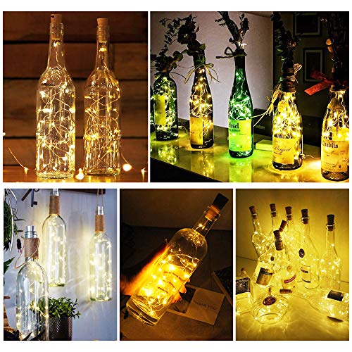 Luz de Botella (12 Pack), 2m 20 LED Lámparas de Botellas con Alambre de Cobre, LED Corcho Micro Luces para Boda,Navidad,Fiesta,Hogar,Exterior, Jardín,Blanco Cálido[Clase de eficiencia energética A+++]