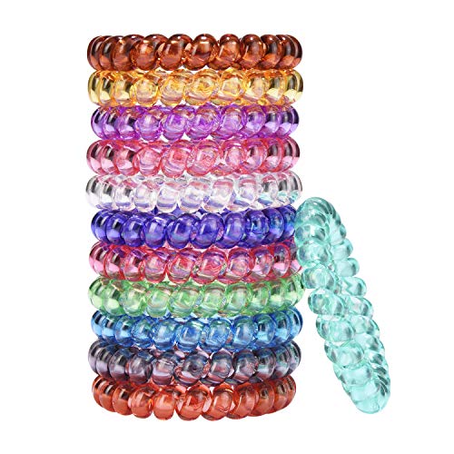 LuzGod 12 color 12 PCS no crease espiral pelo lazos espiral bobina pelo elastics ningu¨¬ n da?o pelo venda ponytail sostenedor perfecto para el pelo grueso pesado