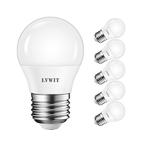 LVWIT Bombillas LED G45 E27 (Casquillo Gordo) - 5W equivalente a 40W, 470 lúmenes, Color blanco frío 6500K, No regulable - Pack de 6 Unidades.