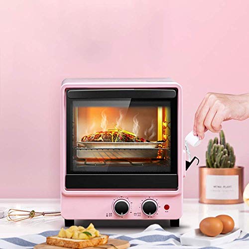 LYATW 4ª Planta compacta Horno Tostador con Bandeja de Hornear y el Carro Portador de Pan, Mini Horno Home Baking multifunción Inteligente, Rosa