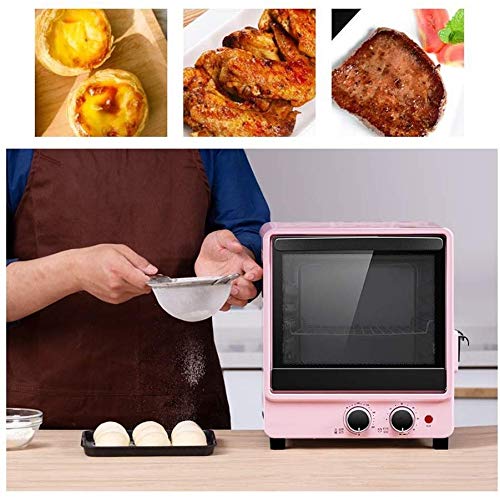 LYATW 4ª Planta compacta Horno Tostador con Bandeja de Hornear y el Carro Portador de Pan, Mini Horno Home Baking multifunción Inteligente, Rosa