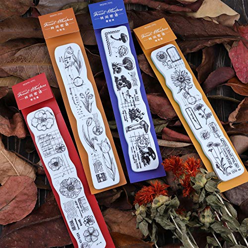 Lychii Clear Stamp Set de 8 piezas de goma de espuma con flores y plantas para manualidades, revistas, planificadores diarios, cajas de regalo, accesorios de fiesta de oficina