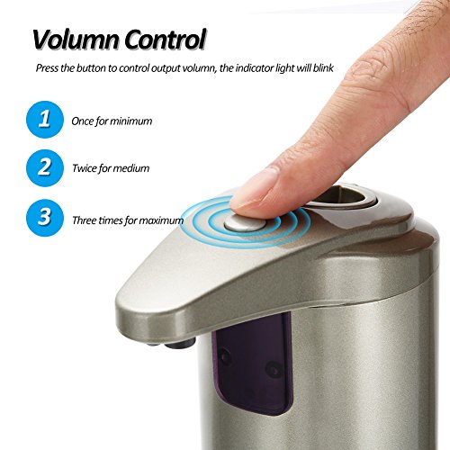 LYPULIGHT Dispensador de jabón Automático, Inoxidable Dispensador de jabón liquido com Impermeable Base y Recubrimiento Resistente a Huellas Dactilares para baños (Paquete de 2)