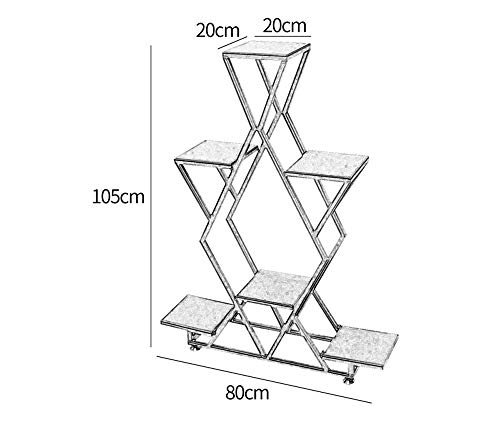 LYQZ Americano Hierro labrado Madera Soporte de Flor Piso Simple Multi-Planta Sala de Estar Soporte de Flor Balcón Carne Verde Estantes de la Planta (Color : Iron Flower Stand with 6 Wooden Boxes)