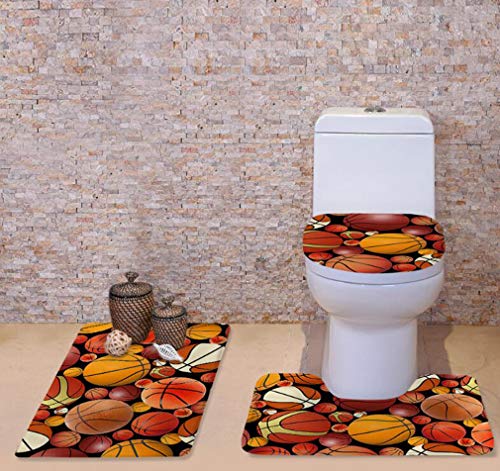 M-Y-L 3 Piezas de baño Set, Alfombra de baño y WC lanudo Cubierta de la Tapa, Incluye en Forma de U Contorno Estera del tocador, Lavable a máquina,#4