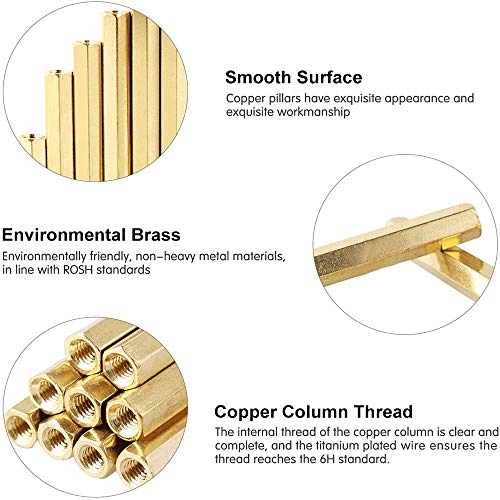 M3 Separador de Latón Hexagonal, 120 Piezas M3 Separadores de Latón, Resistente al Agua y Duradero Separador Espaciador de Latón Hexagonal, para Surtido de Espaciadores de Placa Base de PCB
