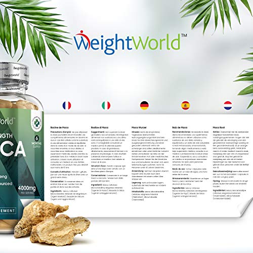 Maca Andina Cápsulas Pura Concentrada Vegana 4000 mg 180 Cápsulas - Estimulante Energético Hombre y Mujer, Aumenta Testosterona, Rendimiento, Concentración y Energía, Potenciador Masa Muscular