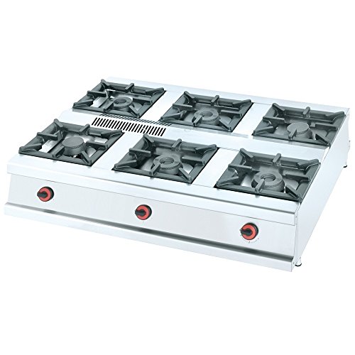 Macfrin C6TS Cocina de Sobremesa Central a Gas 6 Fuegos