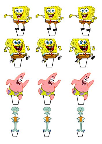 Made4You Bob Esponja Squarepants – Decoración Comestible para Cupcakes – Obleas de decoración para Tartas