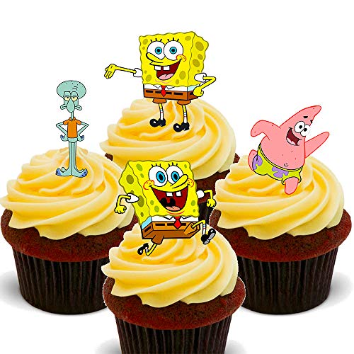 Made4You Bob Esponja Squarepants – Decoración Comestible para Cupcakes – Obleas de decoración para Tartas