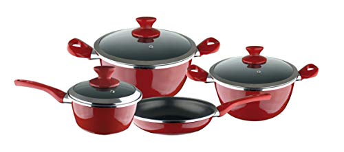 Magefesa Fit Batería de cocina, Acero esmaltado, Rojo