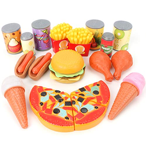 Magicfun 139 Piezas Juguetes de Comida, Alimentos Juguetes Plástico de Cocina Gran Variedad de Frutas y Verduras, Juguete Imitación de rol para Niños Niñas más de 3 Años