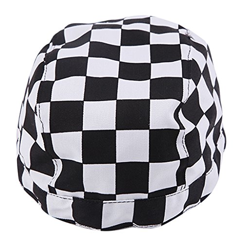 MagiDeal Tapas de Gorro Cabezas Headwrap Sombrero Pañuelo de Abastecimiento del Cocinero - Negro Blanco Cheque