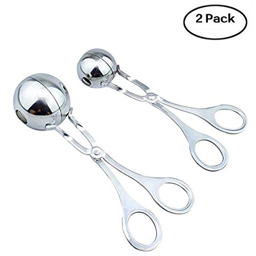 Magiin 2Pcs Fabricante de Albóndiga de Carne Baller de Acero Inoxidable Pinza Albondiga Utensilio de Cocina Multiuso para Albóndigas Bolas de Arroz Calabaza Frutas Hielo