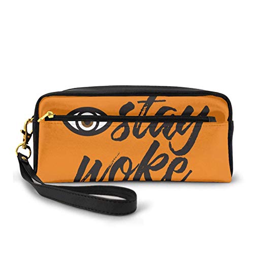 Makeup Bag,Estuche Para Lápices De Cuero De Pu Stay Woke Eye, Útiles Bolsos Para Bolígrafos Para Casarse Cumpleaños De Vacaciones,20x5.5x8.5cm