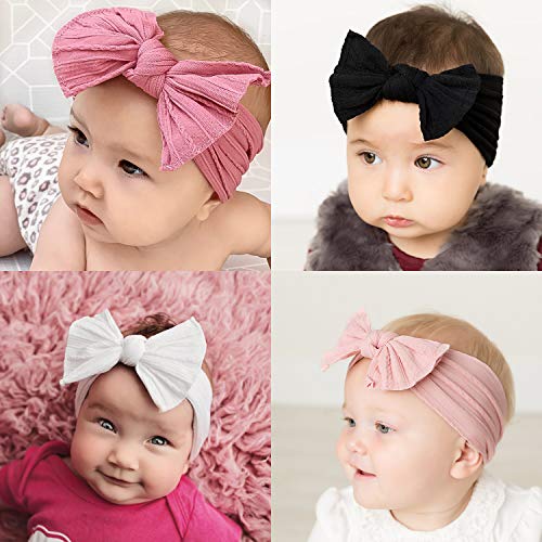 Makone Vendas del bebé, súper elásticas Suaves Nudo de Nylon de bebé Turbante, Multicolor Hairband de los bebés recién Nacidos, Toddle Pelo de los niños de los Aros 6 Pack