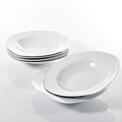 MALACASA, serie Elisa, 6 piezas Plato hondos de Porcelana de 8.5"21.5x21.5x4cm Plato para 6 Personas