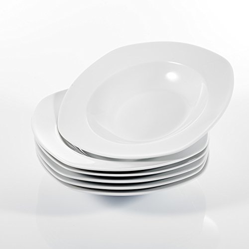 MALACASA, serie Elisa, 6 piezas Plato hondos de Porcelana de 8.5"21.5x21.5x4cm Plato para 6 Personas