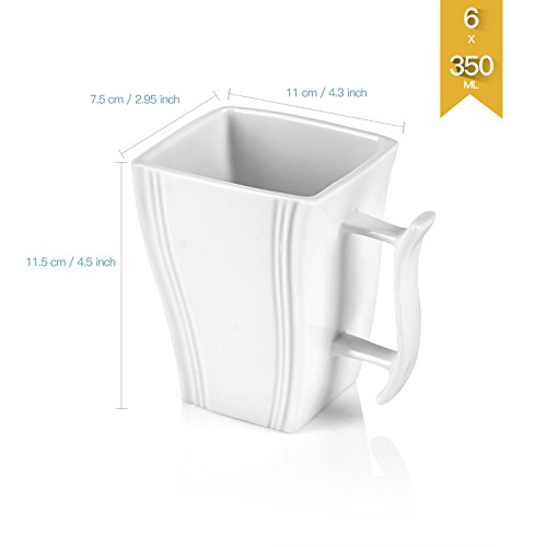 MALACASA, serie Flora,Tazas de Porcelana 6 piezas Tazas de Café Taza de té 350ml para 6 Personas