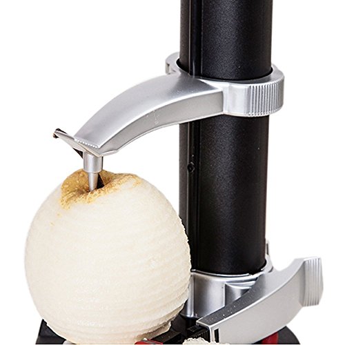 Malayas Electric Potato Peeler [2 Extra Blades] - Automatic Rotating Fruits & Vegetables Cutter Apple Paring Machine - Kitchen Peeling Tool (Negro)