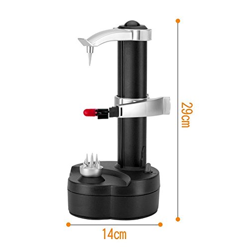 Malayas Electric Potato Peeler [2 Extra Blades] - Automatic Rotating Fruits & Vegetables Cutter Apple Paring Machine - Kitchen Peeling Tool (Negro)