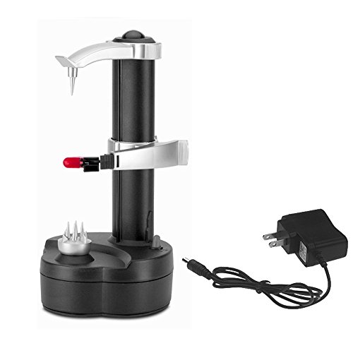 Malayas Electric Potato Peeler [2 Extra Blades] - Automatic Rotating Fruits & Vegetables Cutter Apple Paring Machine - Kitchen Peeling Tool (Negro)